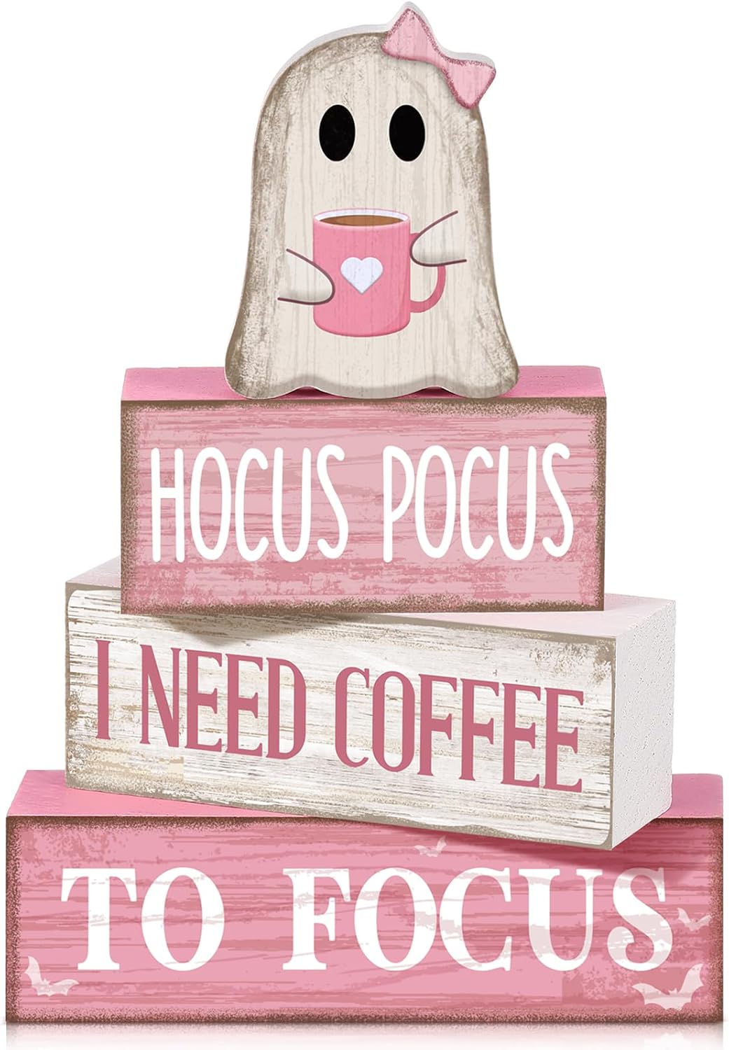 Moucuny 4 Pcs Christmas Table Decorations Indoor, Hot Cocoa Wood Block Sign