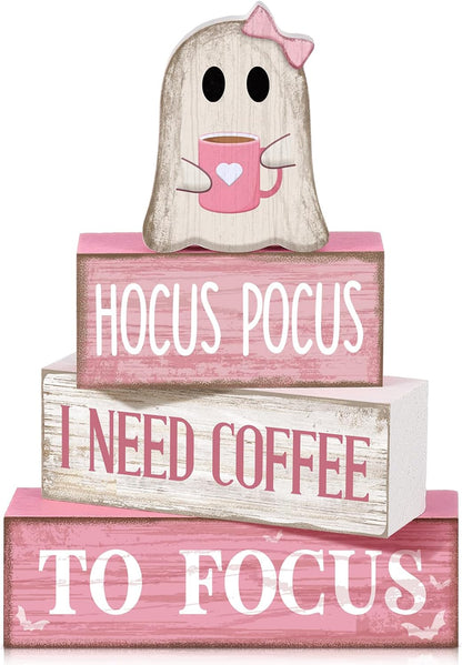 Moucuny 4 Pcs Christmas Table Decorations Indoor, Hot Cocoa Wood Block Sign