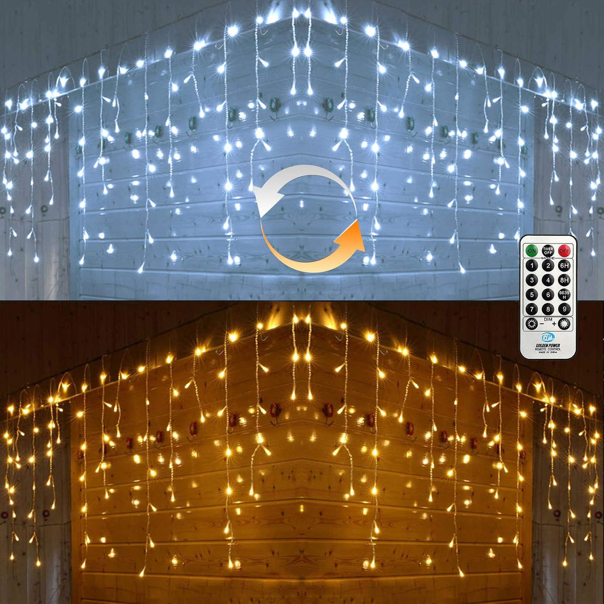Toodour Christmas Icicle Lights Outdoor, 612 LED 50ft 8 Modes Fairy Icicle String Light with 102 Drops, Led Christmas Lights Twinkle for Holiday, Party, Wedding, Eaves, Xmas Decorations (Warm White)
