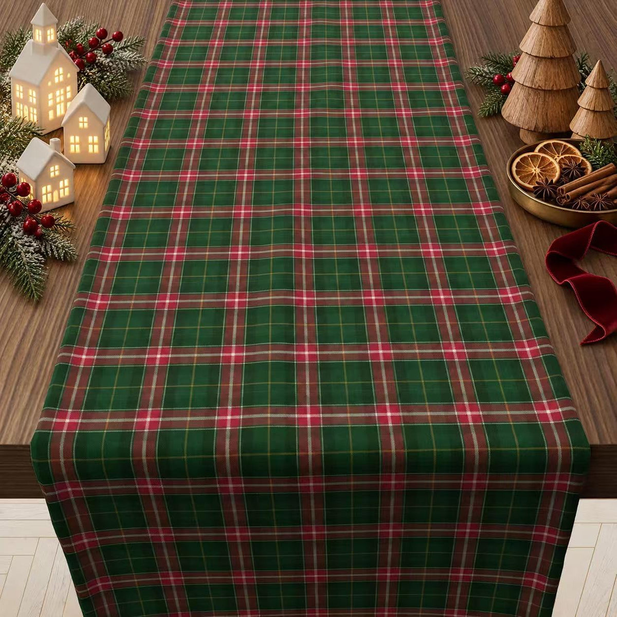 Christmas Decorations - Xmas Balls Snowflake Pine Cone Table Runner