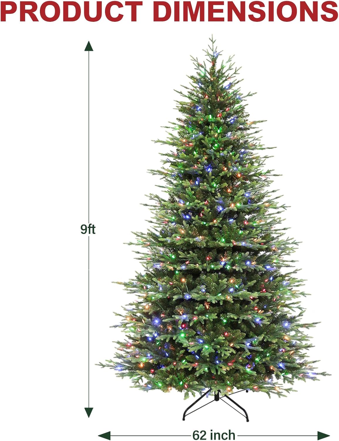 Hykolity 9 ft Prelit Christmas Tree with Realistic PE Foliage