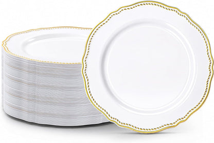 Hioasis 60 Pcs Red Gold Dessert Plates for Christmas