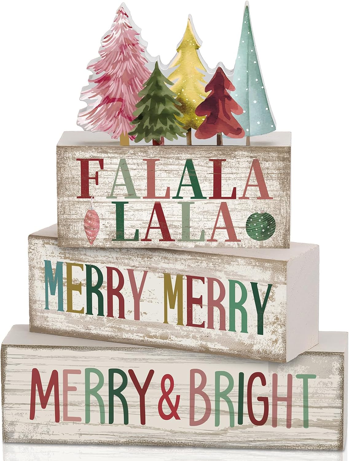 Moucuny 4 Pcs Christmas Table Decorations Indoor, Hot Cocoa Wood Block Sign