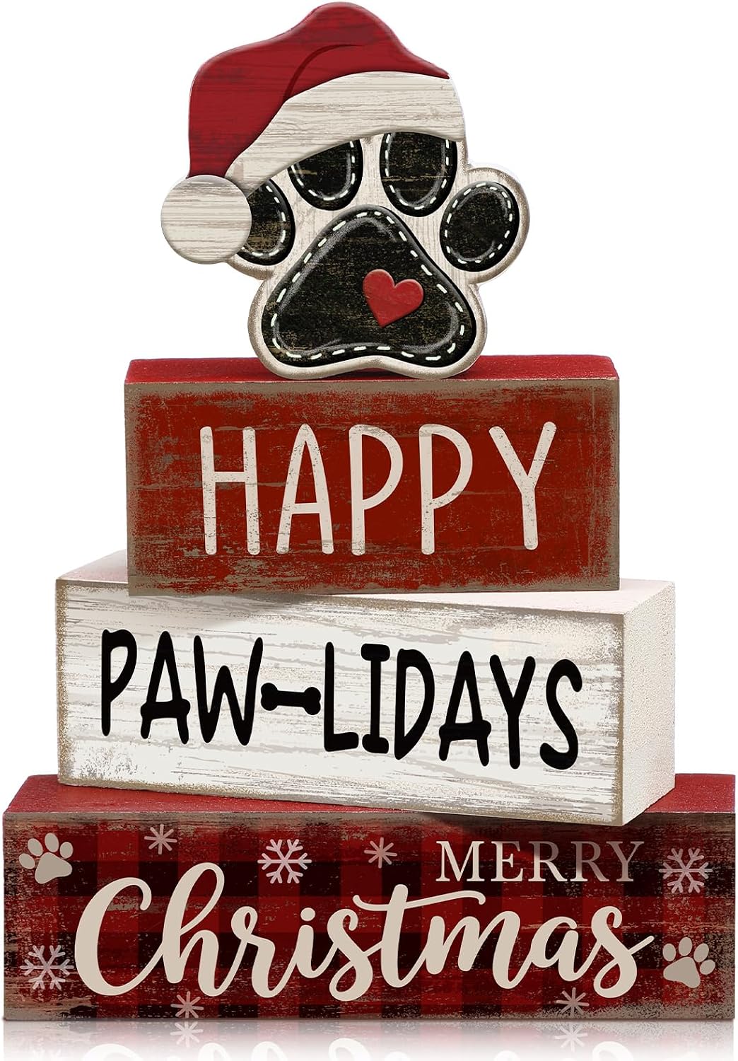 Moucuny 4 Pcs Christmas Table Decorations Indoor, Hot Cocoa Wood Block Sign