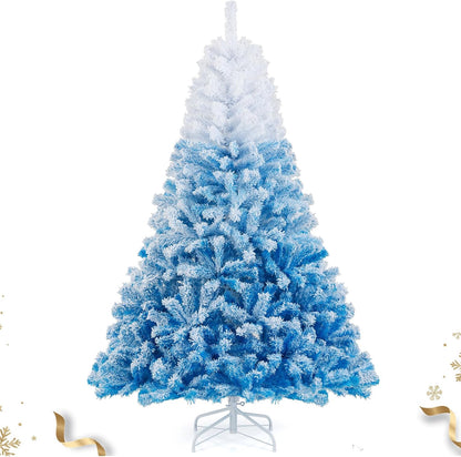 HAPPYGRILL 6FT Artificial Christmas Tree, Unlit Xmas Pine Tree, Metal Stand