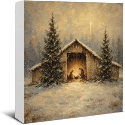 Christmas Bathroom Decorations, Funny Christmas Wood Sign Decor 5x5 Inches