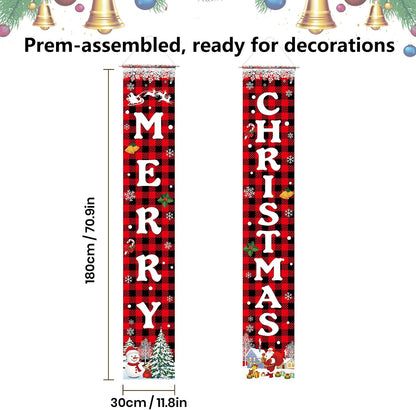 Christmas Decorations Merry Christmas Banner Xmas Porch Door Sign 72"X12"