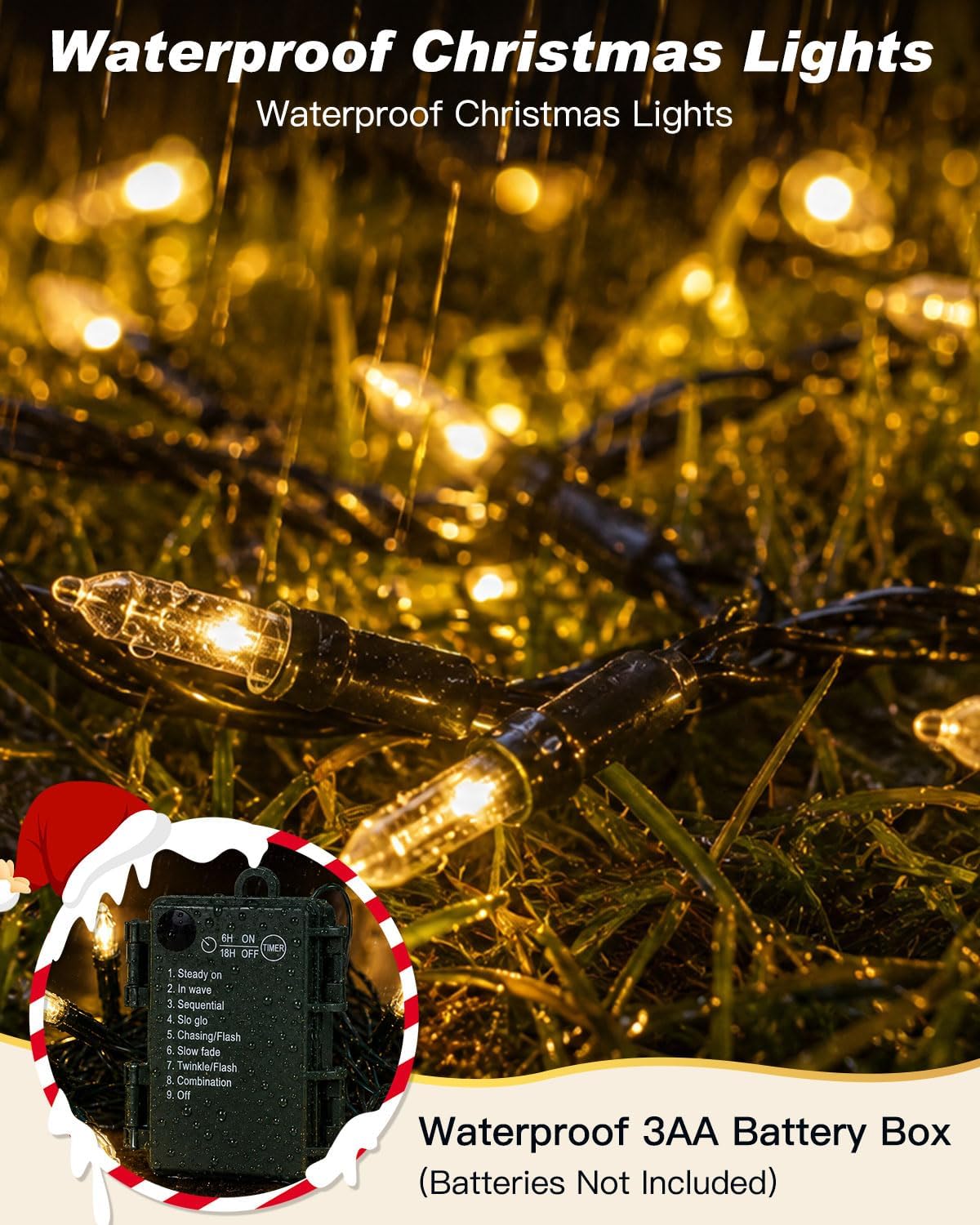 LED Battery Operated Christmas Lights Indoor Outdoor 18ft 4Pack Mini Lights