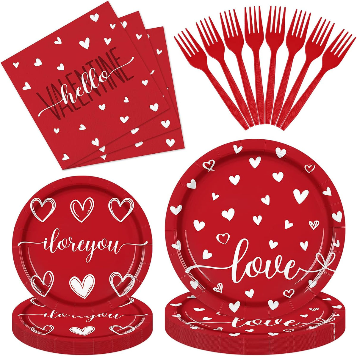 96 Pieces Christmas Poinsettia Tableware Set – Merry Christmas Disposable Plates, Napkins, Forks Party Supplies with Holiday Flower and Holly Designs for Xmas Parties Celebrations – Serves 24 Guests