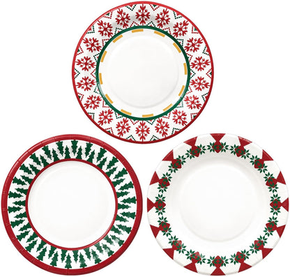 48pcs Christmas Paper Plates, 8.5 inch Xmas Party Plates Table Decorations