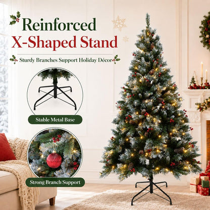 SENNOUL 6ft Prelit Christmas Tree with Lights，Premium Artificial Xmas Tree