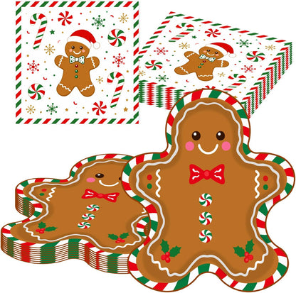 50PCS Christmas Plates and Napkins, 7 Inch Reindeer Dessert Plates
