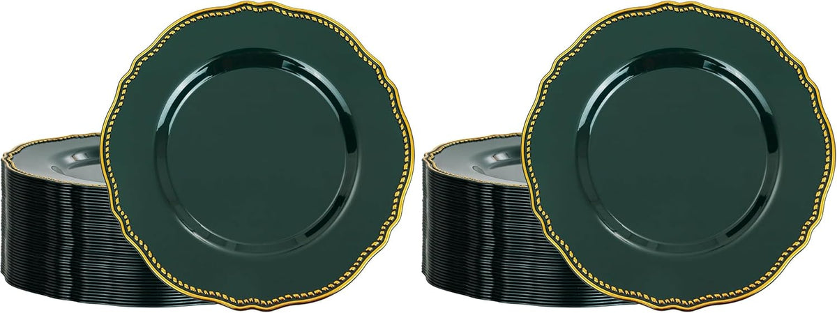 Hioasis 60 Pcs Red Gold Dessert Plates for Christmas