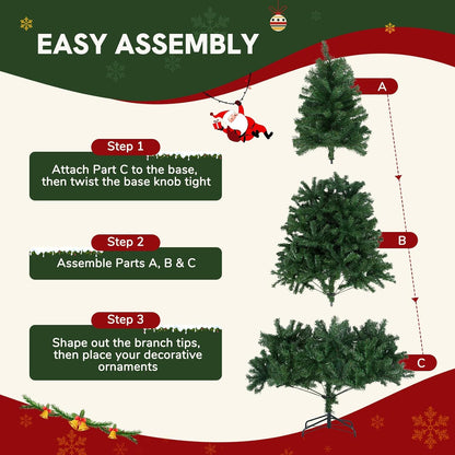 DUMOS 7.5 Ft Christmas Tree, Artificial Christmas Tree, Green
