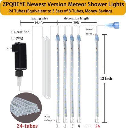 Outdoor Meteor Shower Christmas Lights, Falling rain Drop Lights