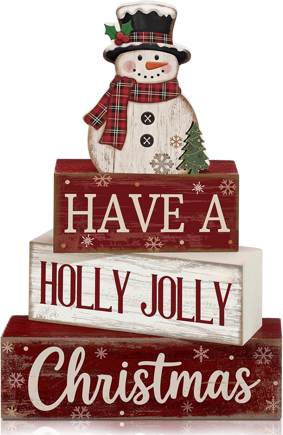 Moucuny 4 Pcs Christmas Table Decorations Indoor, Hot Cocoa Wood Block Sign