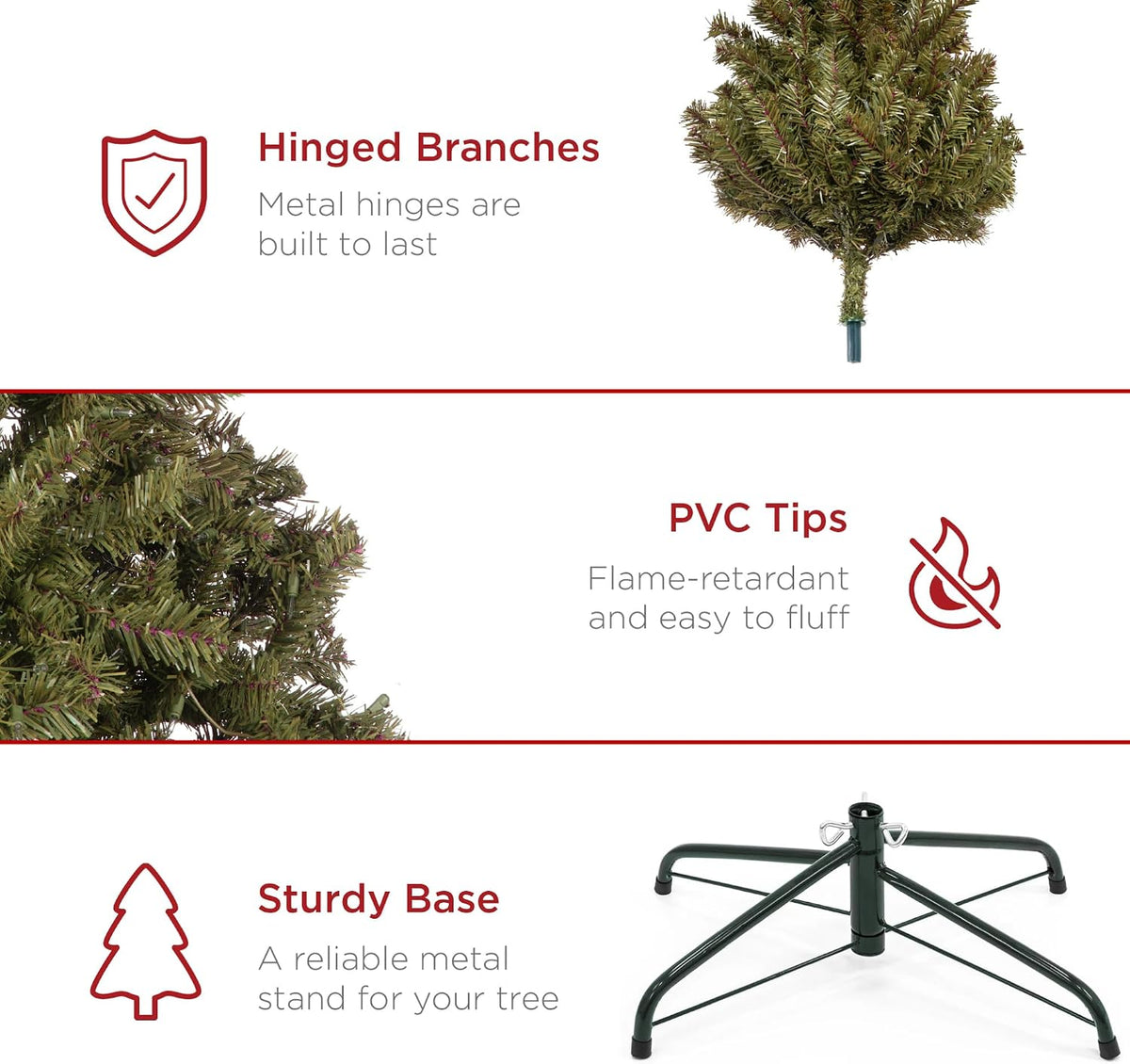 Best Choice Products Artificial Christmas Tree, 6ft Premium Unlit Realistic Spruce Holiday Décor w/Dense Branches, Easy Assembly, Metal Base