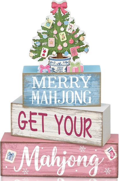 Moucuny 4 Pcs Christmas Table Decorations Indoor, Hot Cocoa Wood Block Sign