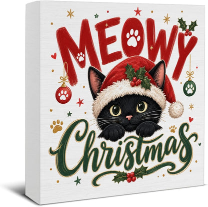 Christmas Bathroom Decorations, Funny Christmas Wood Sign Decor 5x5 Inches
