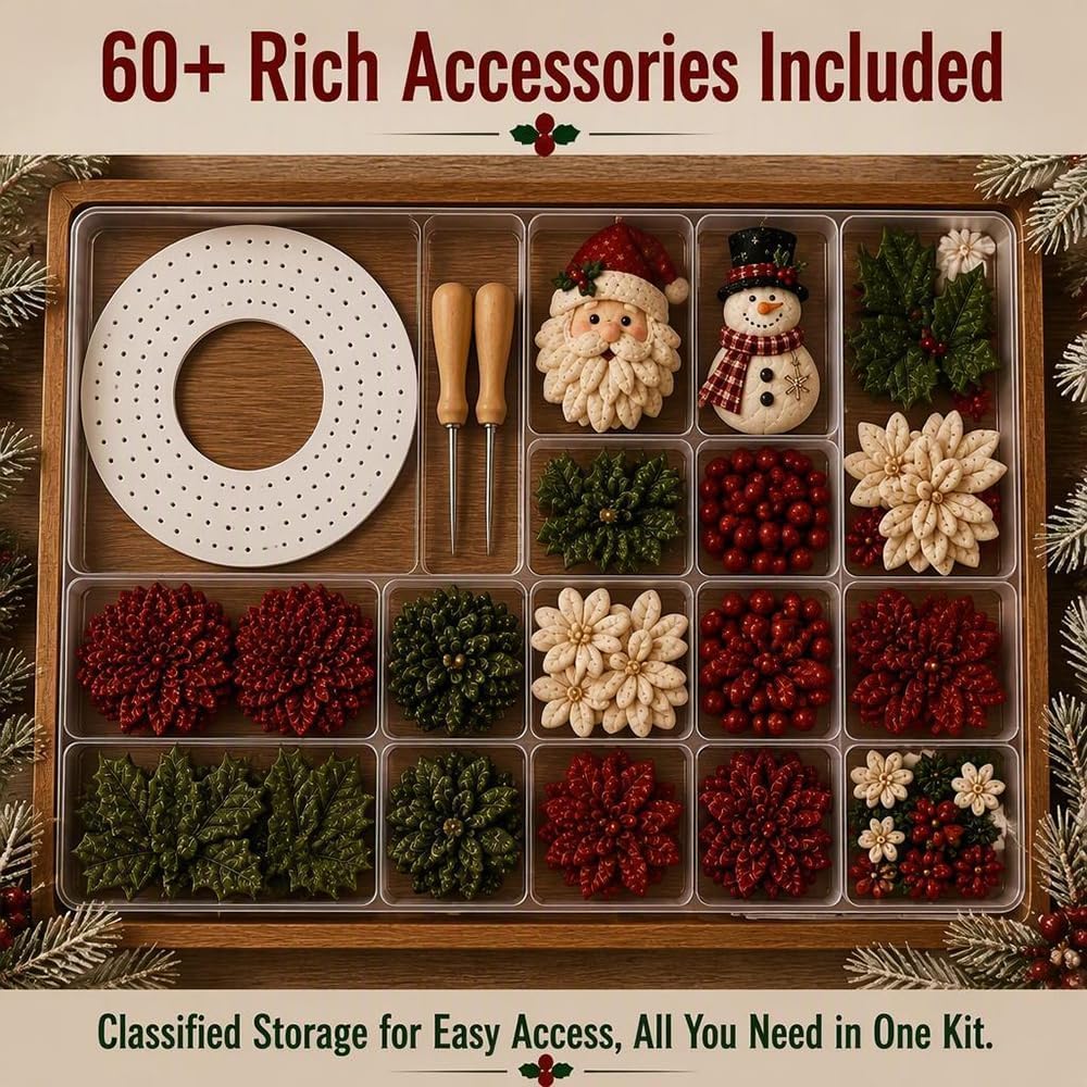 DIY Christmas Fabric Poke Wreath Kit,No-Sew Poke Art.（Christmas Stocking）