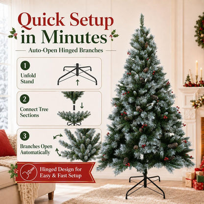 SENNOUL 6ft Prelit Christmas Tree with Lights，Premium Artificial Xmas Tree