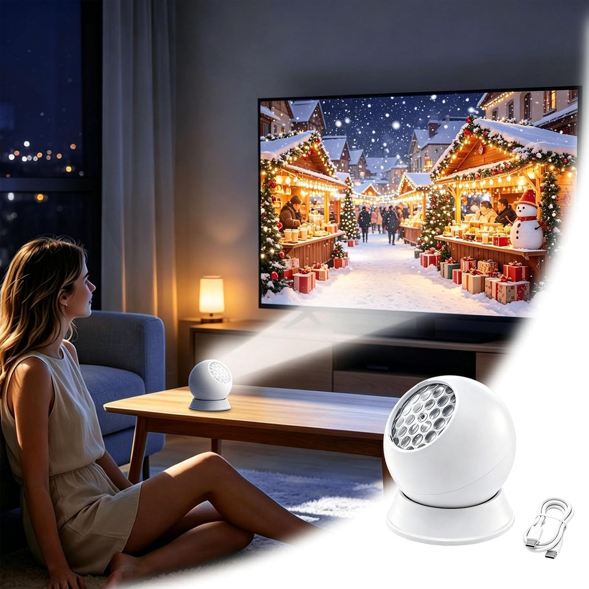 Magical Christmas Projection Night Light Holiday Room Transformer