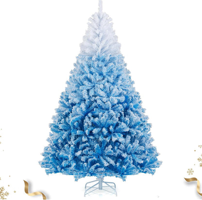 HAPPYGRILL 6FT Artificial Christmas Tree, Unlit Xmas Pine Tree, Metal Stand