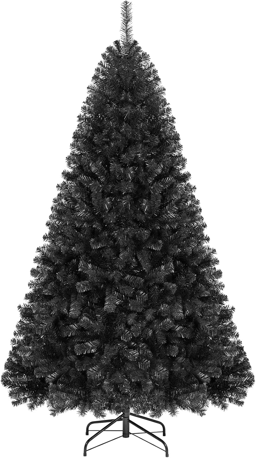 HAPPYGRILL 6FT Artificial Christmas Tree, Unlit Xmas Pine Tree, Metal Stand