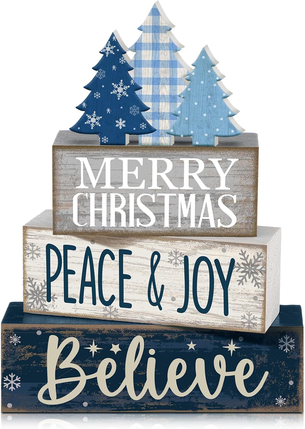 Moucuny 4 Pcs Christmas Table Decorations Indoor, Hot Cocoa Wood Block Sign