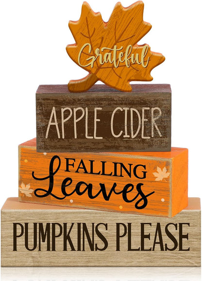 Moucuny 4 Pcs Christmas Table Decorations Indoor, Hot Cocoa Wood Block Sign