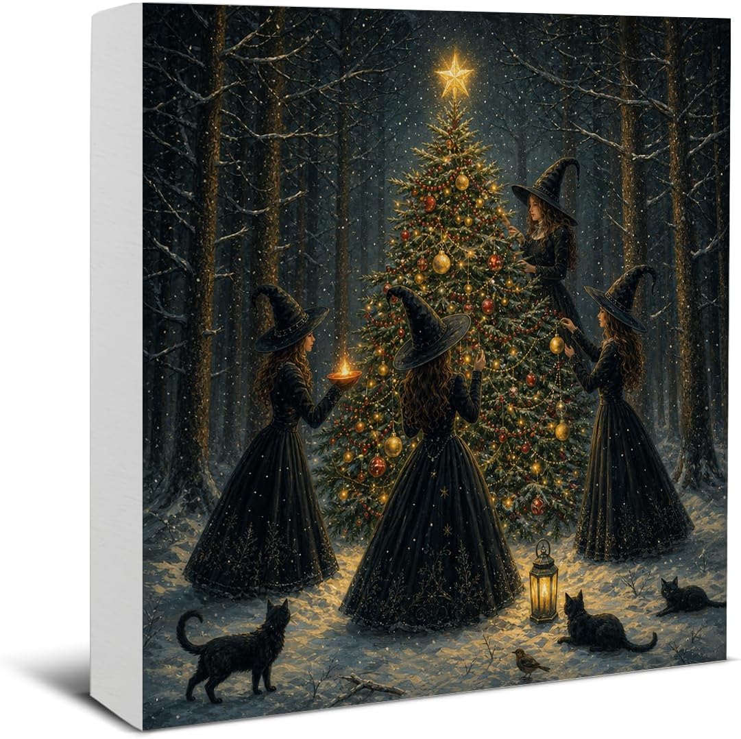 Christmas Bathroom Decorations, Funny Christmas Wood Sign Decor 5x5 Inches