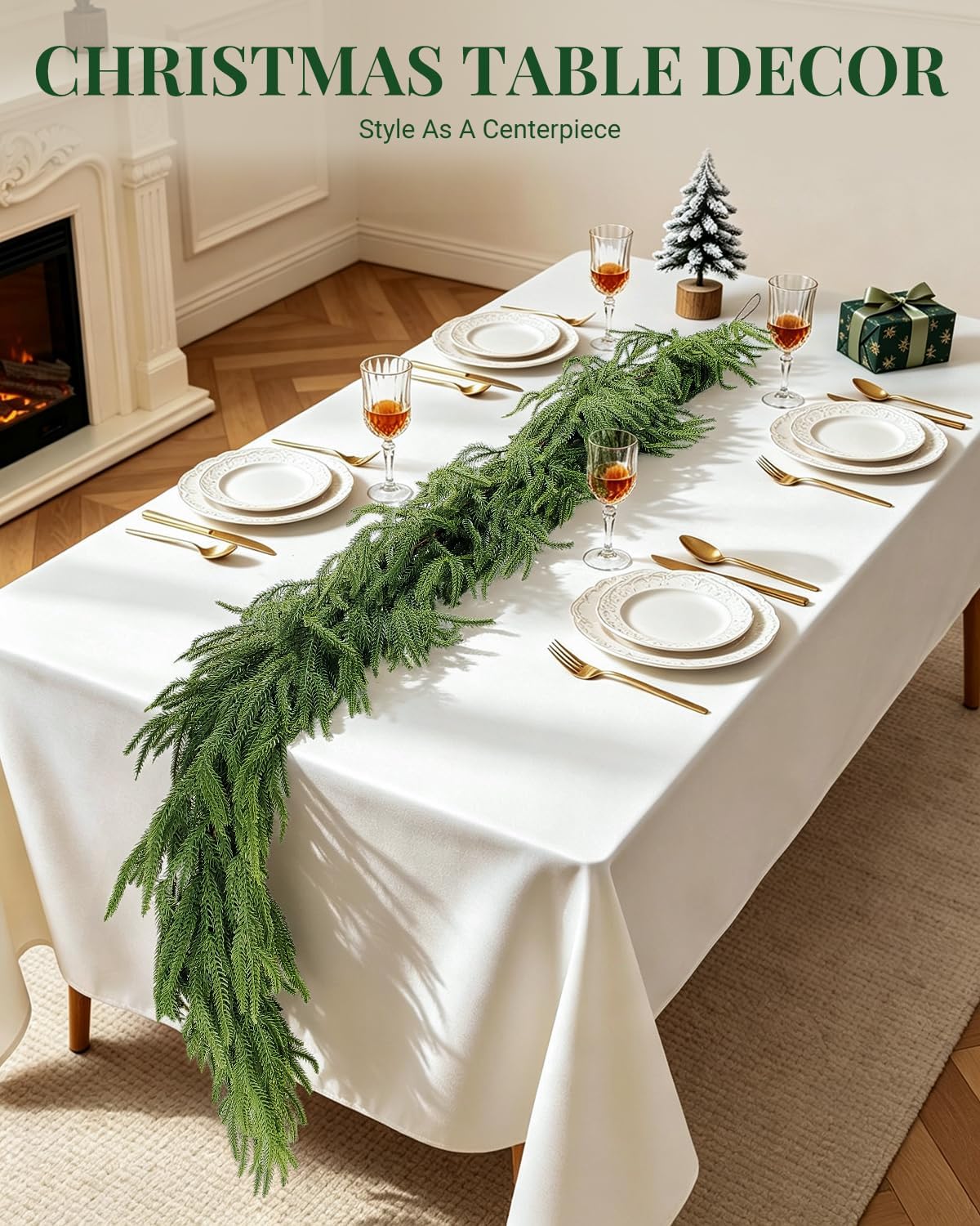 2 Pack 6 FT Norfolk Pine Garlands, Real Touch Christmas Decor