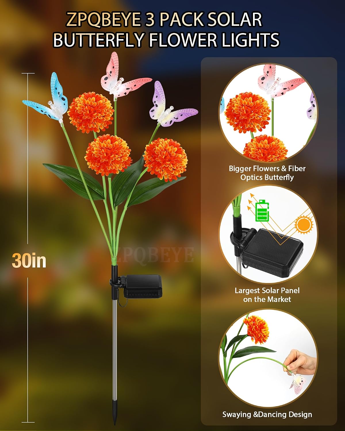 Solar Garden Lights Outdoor Waterproof Decorative 3 Pack