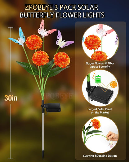 Solar Garden Lights Outdoor Waterproof Decorative 3 Pack