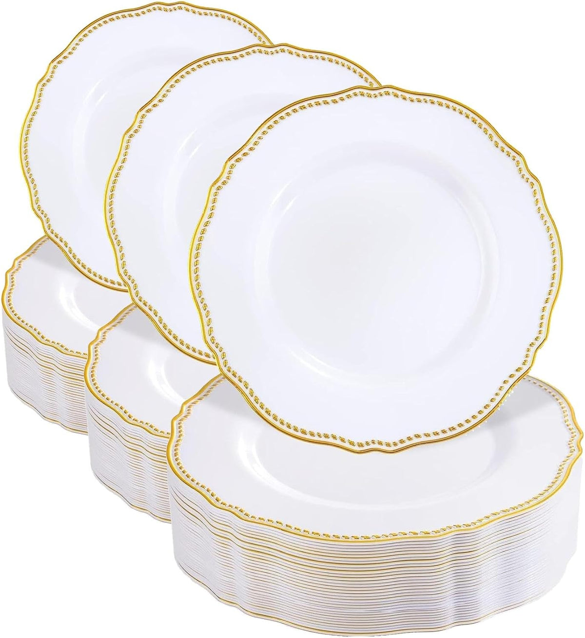 Hioasis 60 Pcs Red Gold Dessert Plates for Christmas