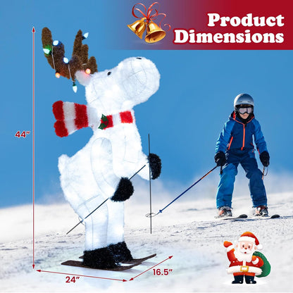 Tangkula 44” Christmas Lighted Animated Skiing Reindeer Decorations