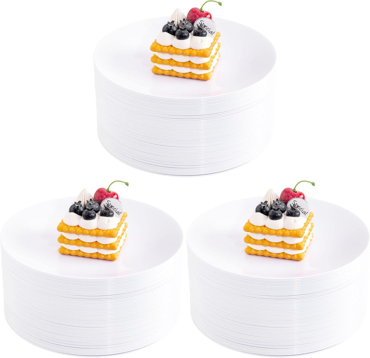 Hioasis 60 Pcs Red Gold Dessert Plates for Christmas