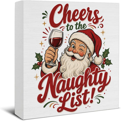 Christmas Bathroom Decorations, Funny Christmas Wood Sign Decor 5x5 Inches