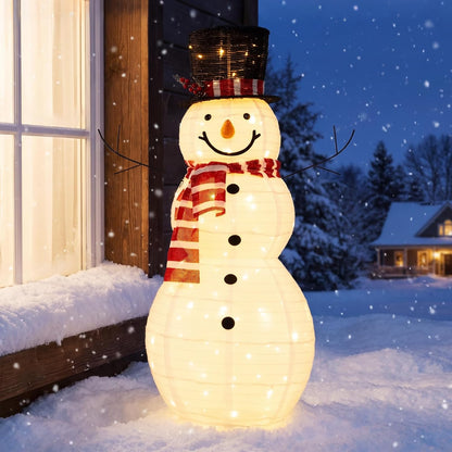 Tangkula 6 FT Lighted Christmas Snowman, Pop-Up 3D Xmas Pre-lit Snowman