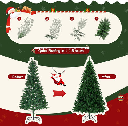 DUMOS 7.5 Ft Christmas Tree, Artificial Christmas Tree, Green