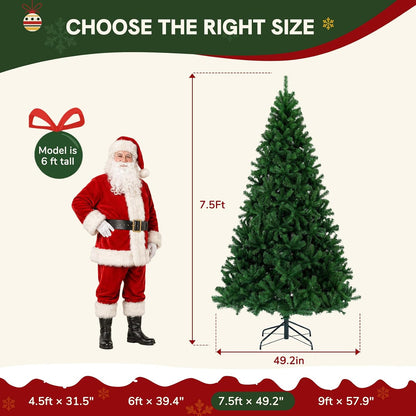 DUMOS 7.5 Ft Christmas Tree, Artificial Christmas Tree, Green