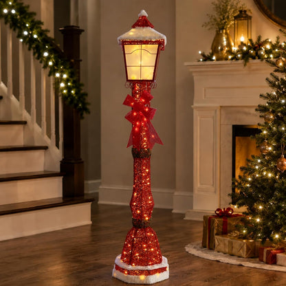DrVIBES 5FT Lighted Outdoor Christmas Double-Head Lamp Post Decorations