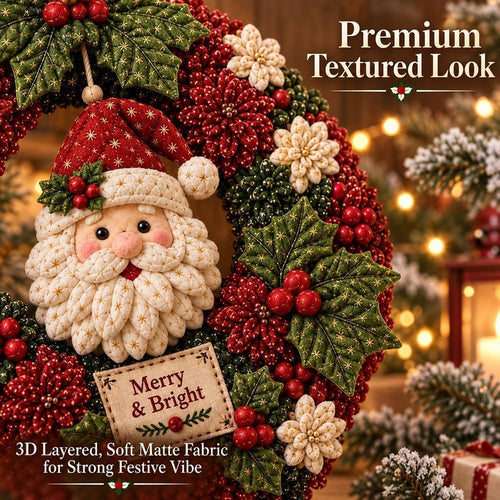 DIY Christmas Fabric Poke Wreath Kit,No-Sew Poke Art.（Christmas Stocking）