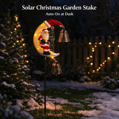 Solar Christmas Moon Snowman Garden Stake Light, Powered Lamp Post,Auto Dusk-to-Dawn Warm LED Snowflake Lantern,Outdoor Christmas Decoration for Lawn Walkway Patio Yard Festive Decor（Christmas Tree）