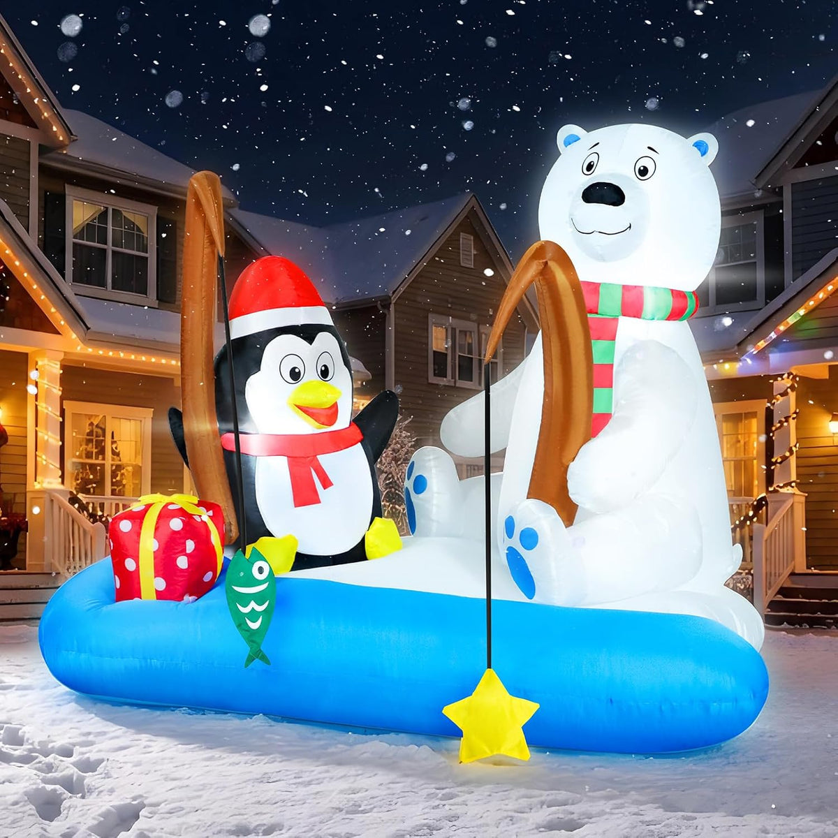 FunFanso 7 FT Christmas Inflatables Snowman Outdoor Decorations, Giant Blow up Snow Man Yard Decor Built-in Bright LED Light Wear Magic Hat, Weatherproof Holiday for Garden Patio Lawn Party Xmas Gifts