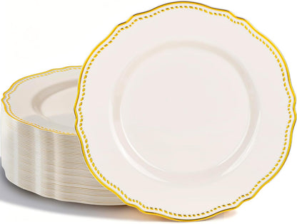 Hioasis 60 Pcs Red Gold Dessert Plates for Christmas