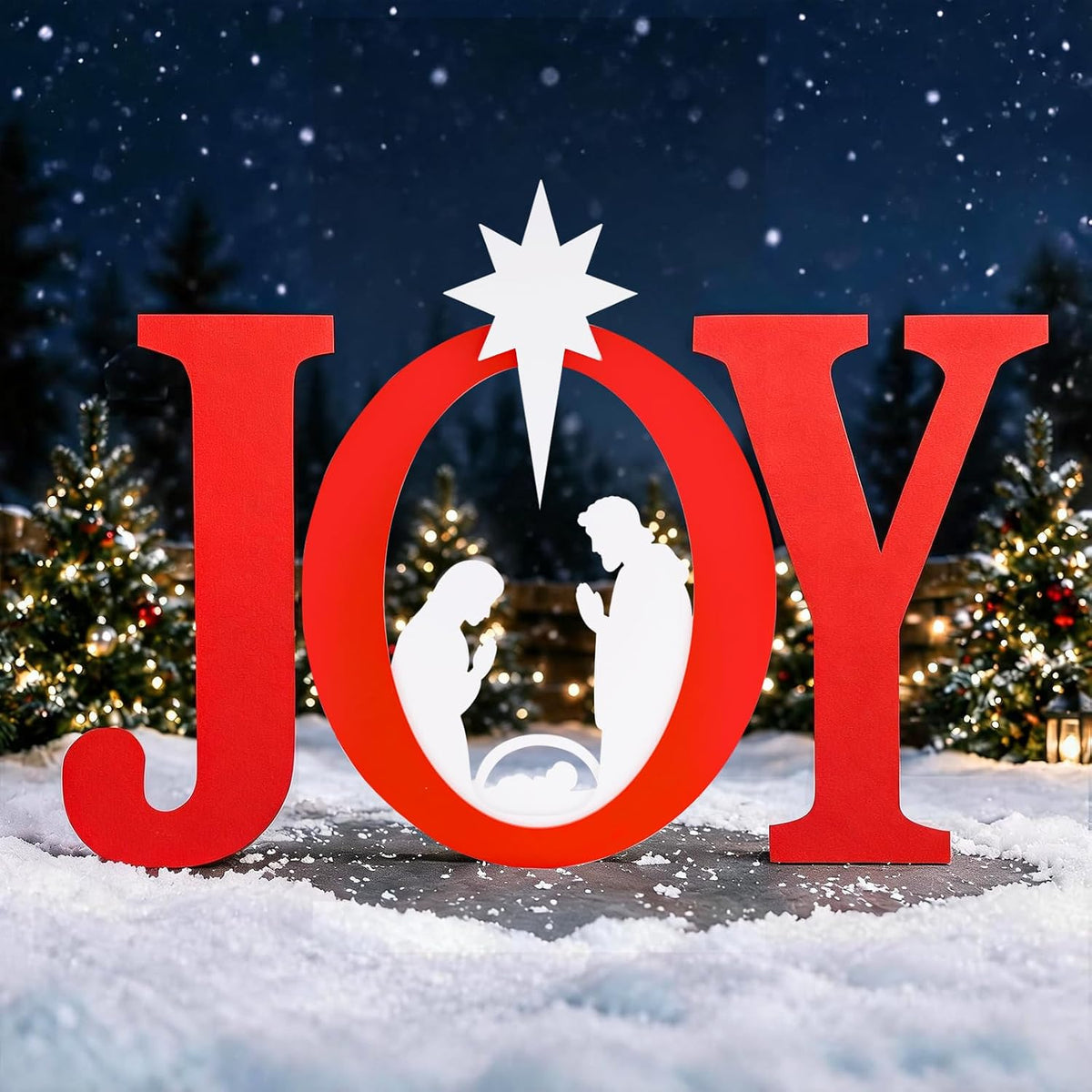 DUMOS 46 Inch Joy Christmas Decorations, Outdoor Nativity Set Scene
