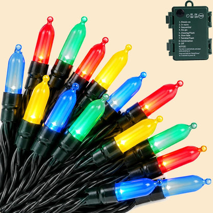 LED Battery Operated Christmas Lights Indoor Outdoor 18ft 4Pack Mini Lights