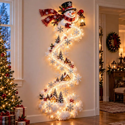 Christmas Magic Trail Wall Light -3D LED Glowing Christmas Scene Wall Decoration, Santa Sleigh Reindeer Hanging Decoration Indoor Holiday Decor for Living Room, Festive Xmas Gift，Train