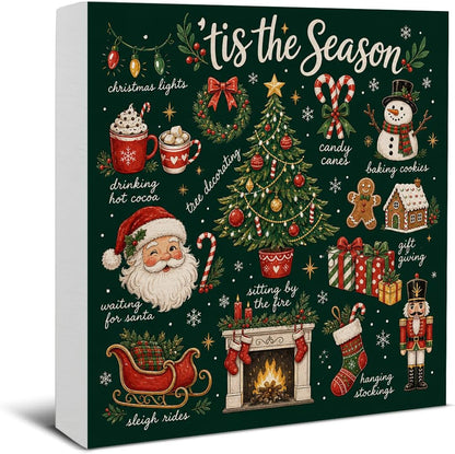 Christmas Bathroom Decorations, Funny Christmas Wood Sign Decor 5x5 Inches